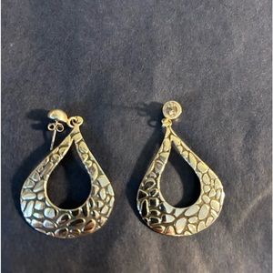 Solid Sterling (925) silver, Native American tear drop earrings, 2 in.